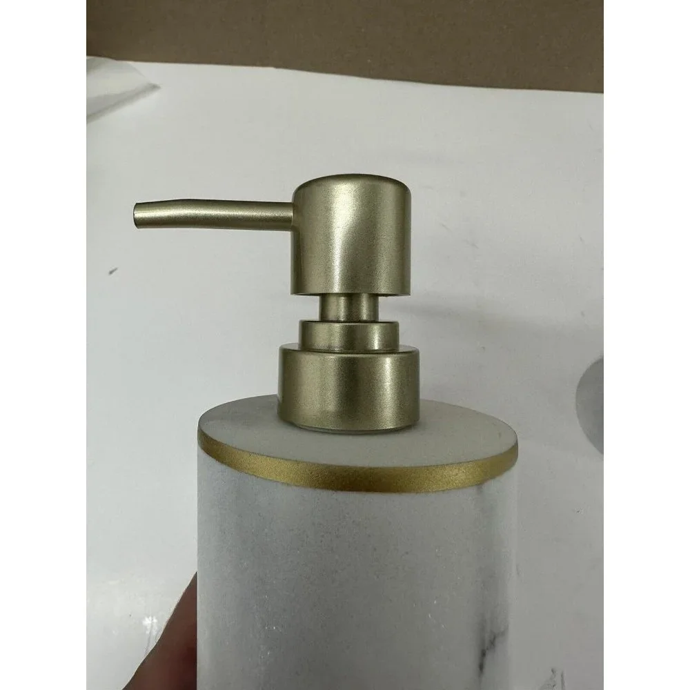 Sunday Citizen Bathroom Set Soap Dispenser Toothbrush Cup ￼Marble Look New w Box